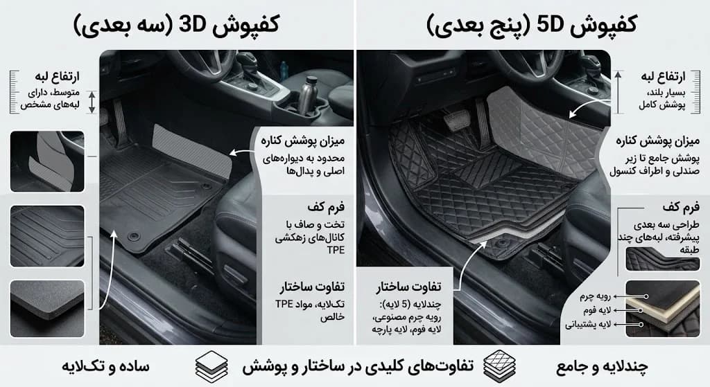 مقایسه کفپوش 3D و کفپوش 5D