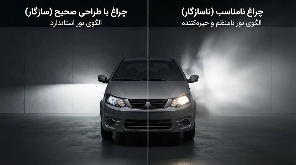 پخش نور هدلایت مناسب ساینا و کوییک