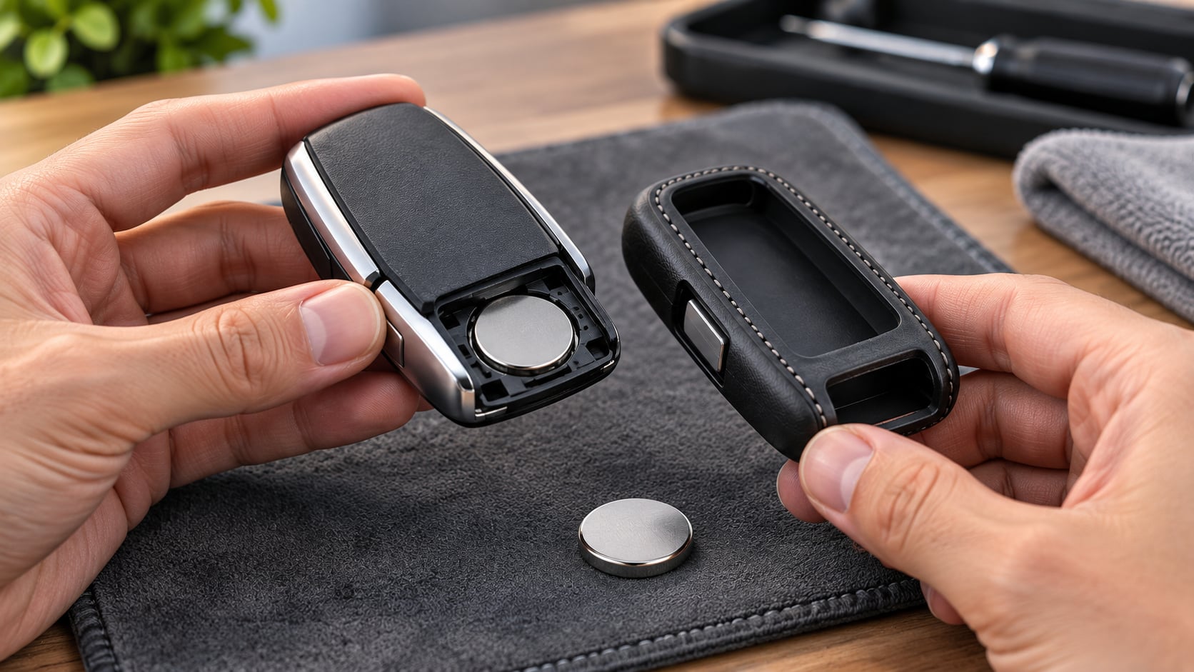 : باز کردن کاور Smart Key برای دسترسی به باتری ریموت