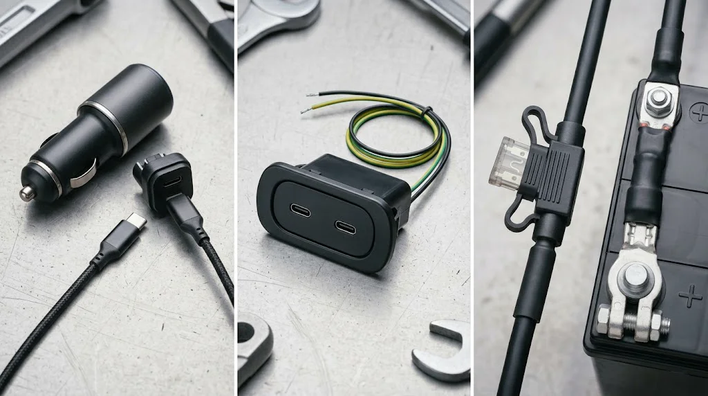 تفاوت اتصال سوکت فندکی، USB و اتصال مستقیم باتری خودرو