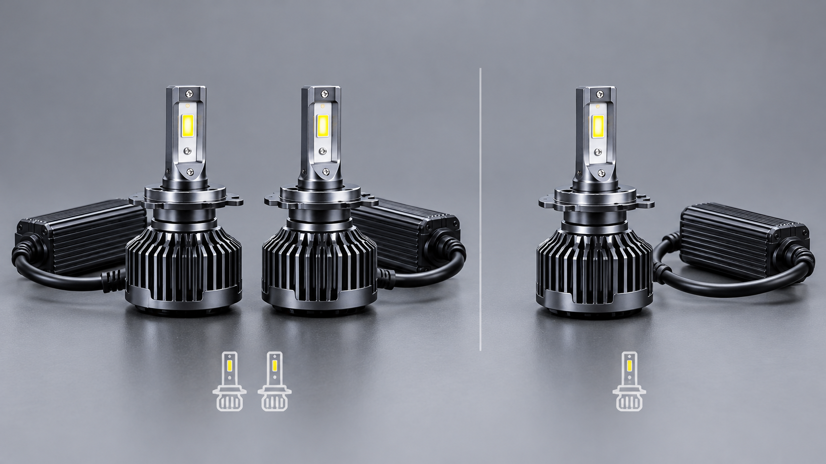 یک جفت هدلایت LED و بررسی تفاوت توان هر لامپ با مجموع توان جفت