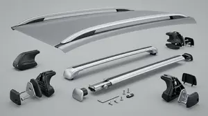 اجزای باربند خودرو شامل ریل سقفی، پایه و کراس‌بار